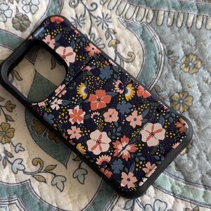 Floral Design Phone Case - Black and Pink